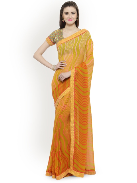 

Shaily Mustard Printed Pure Georgette Saree