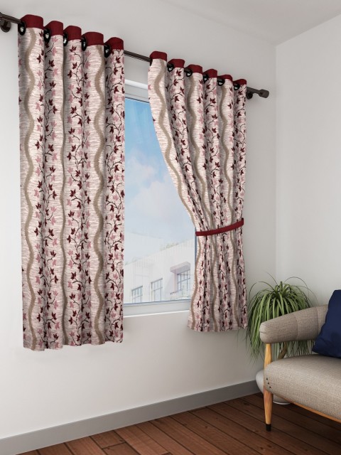 

Cortina Maroon & Pink Window Curtains