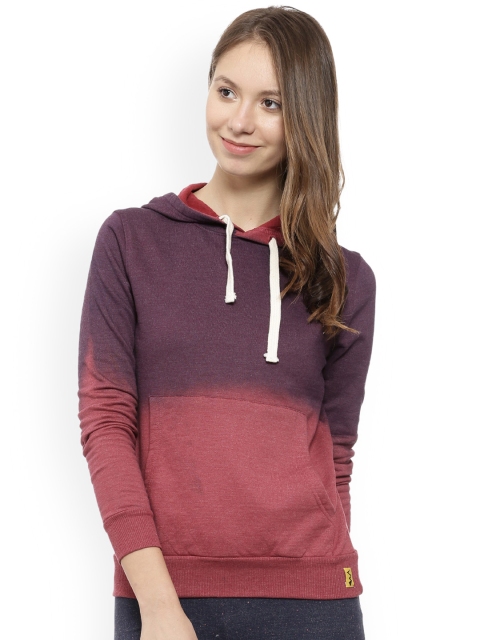 

Campus Sutra Women Maroon & Purple Dyed Sweatshirt