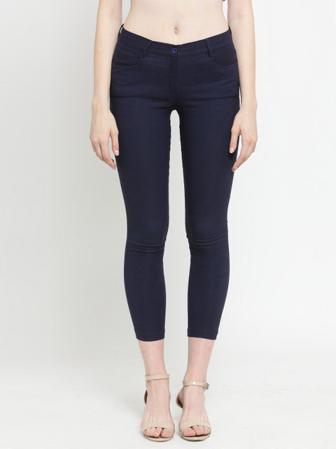 

Purplicious Women Navy Blue Solid Three-Fourth Length Jeggings