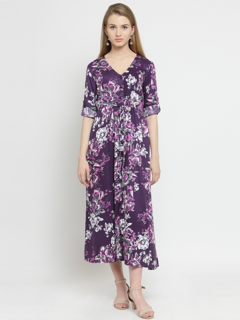

Purplicious Women Purple Printed Fit and Flare Dress