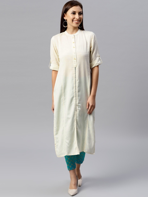 

Juniper Women Cream- Coloured Solid Straight Kurta