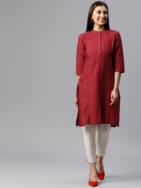 

Juniper Women Maroon Solid Straight Kurta