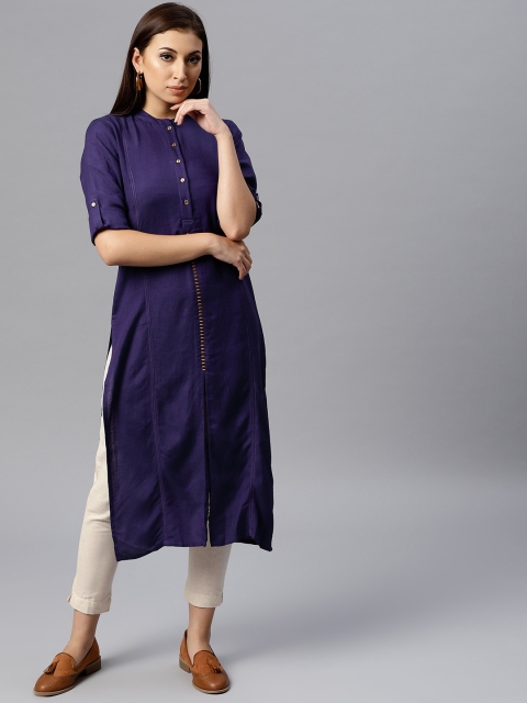

Juniper Women Purple Solid Straight Kurta