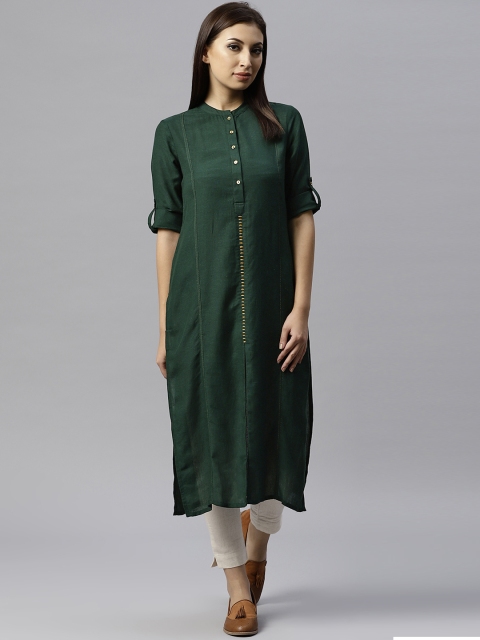 

Juniper Women Green Solid Straight Kurta