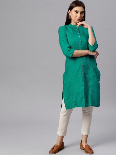 

Juniper Women Green Solid Straight Kurta