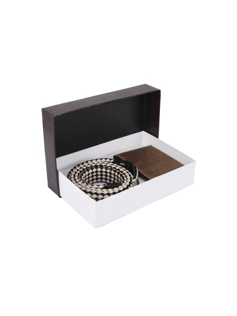 

BuckleUp Men White & Brown Accessory Gift Set