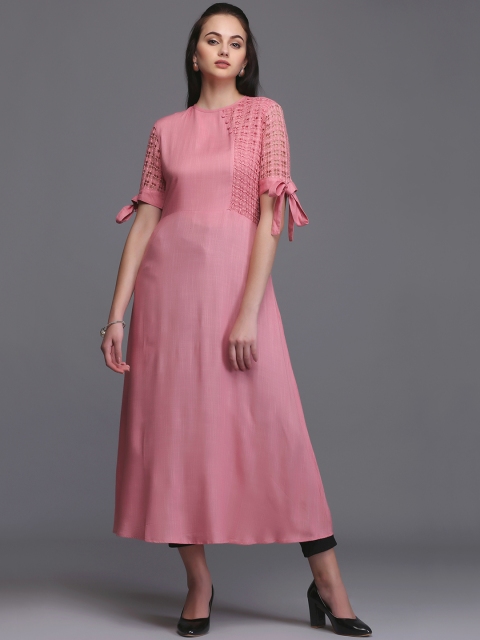 

Ojjasvi Women Pink Solid A-Line Kurta