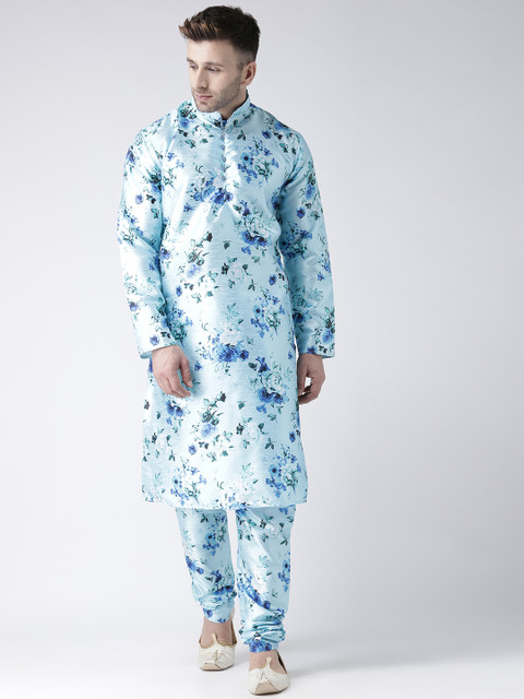

Hangup Men Blue Printed Kurta with Churidar