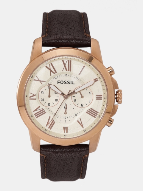 

Fossil Men Cream-Coloured Analogue Watch FS4991