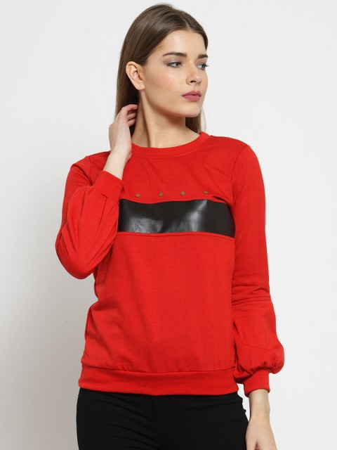 

Belle Fille Women Red Solid Sweatshirt