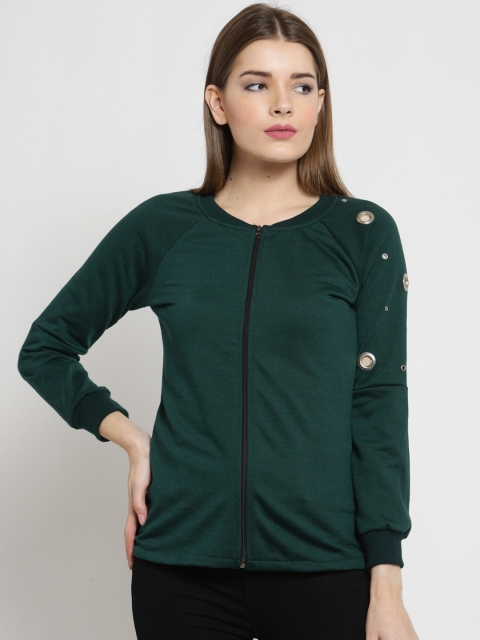 

Belle Fille Women Green Solid Sweatshirt