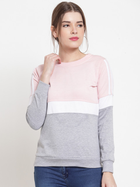 

Belle Fille Women Pink Colourblocked Sweatshirt