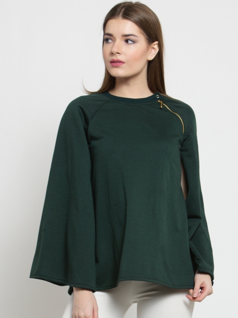

Belle Fille Women Green Solid Sweatshirt