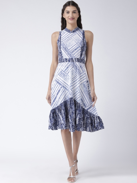 

Magzayra Women Blue Printed Fit and Flare Dress