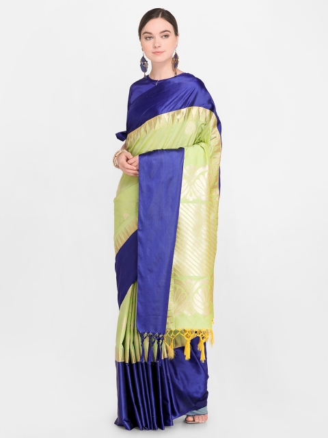 

Varkala Silk Sarees Green & Blue Silk Blend Woven Design Kanjeevaram Saree