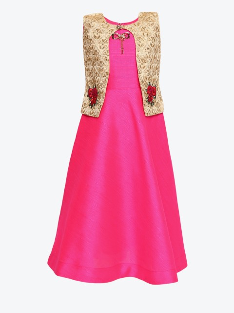 

Aarika Girls Pink Solid Fit and Flare Dress