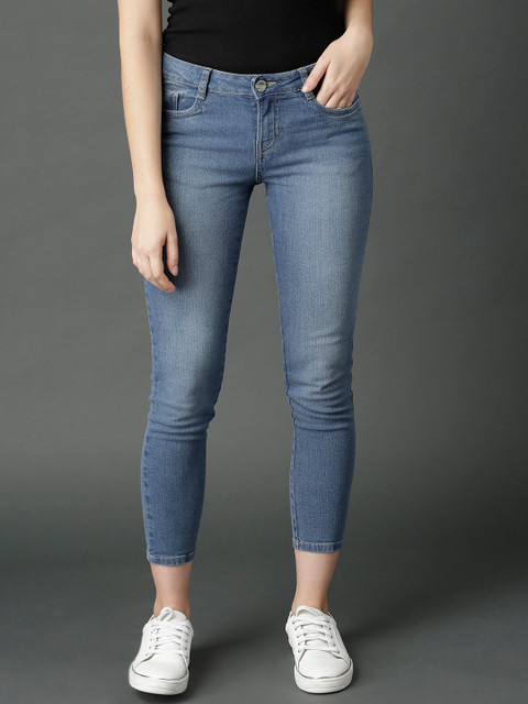

Roadster Women Blue Skinny Fit Mid-Rise Clean Look Stretchable Cropped Jeans