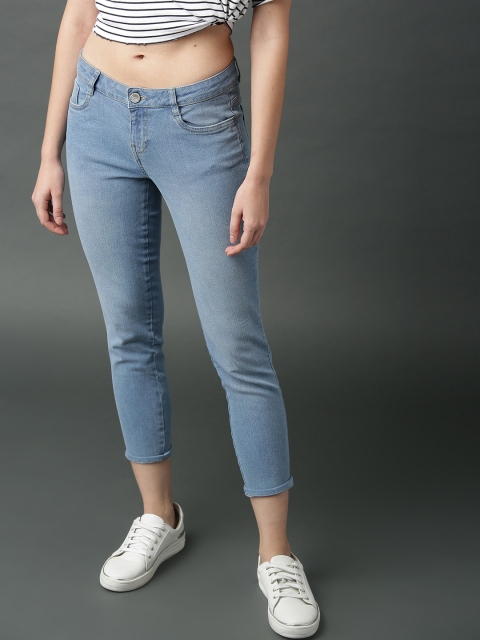 

Roadster Women Blue Skinny Fit Mid-Rise Clean Look Stretchable Cropped Jeans