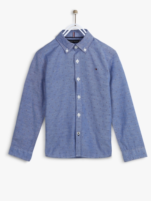 

Tommy Hilfiger Boys Blue Regular Fit Self Design Casual Shirt