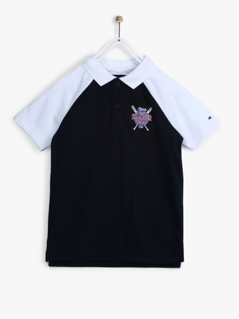 

Tommy Hilfiger Boys Navy Blue Printed Polo Collar T-shirt