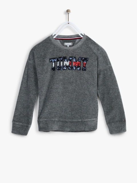 

Tommy Hilfiger Girls Grey Self Design Sweatshirt