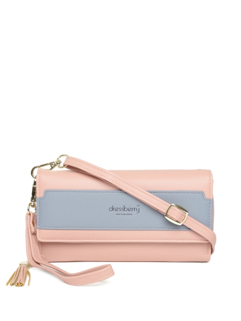 

DressBerry Women Peach-Coloured Colourblocked Two Fold Wallet with Detachable Sling Strap