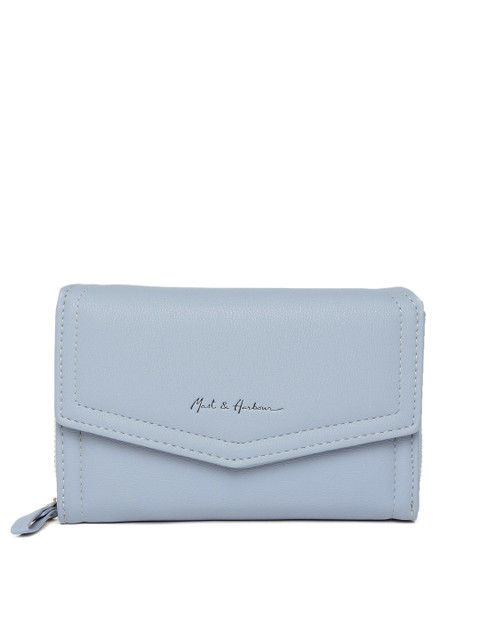 

Mast & Harbour Women Blue Solid Three Fold Wallet