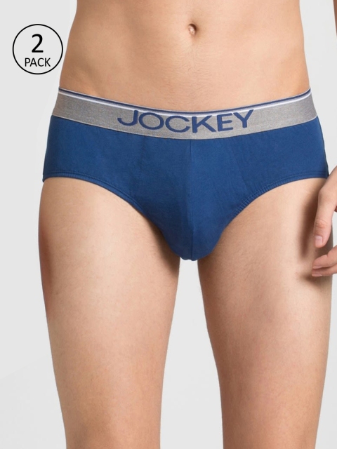 

Jockey Men Pack of 2 Burgundy Solid Square Cut Briefs, Blue