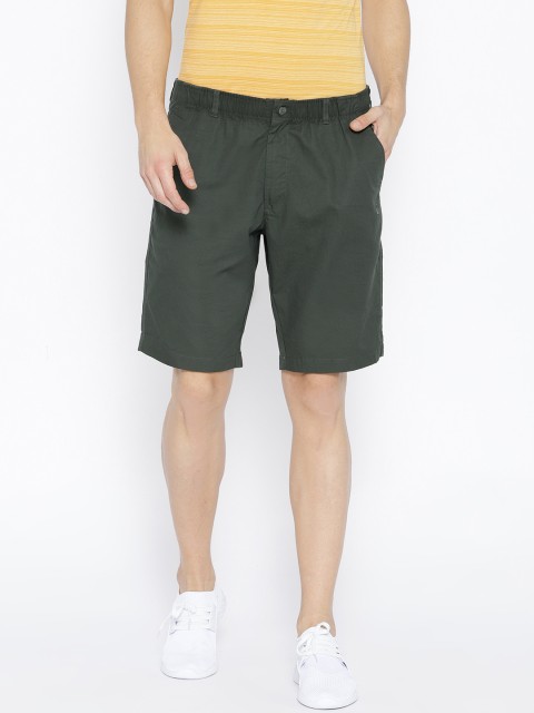 

Jockey Men Olive Green Solid Straight Fit Sports Shorts
