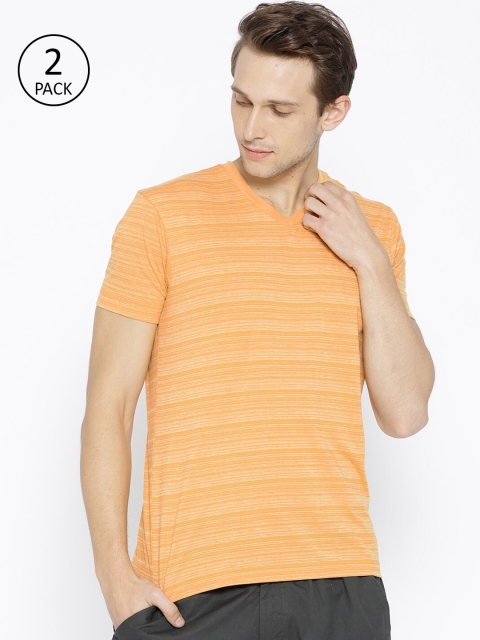 

Jockey Men Mustard Yellow Striped V-Neck T-shirt