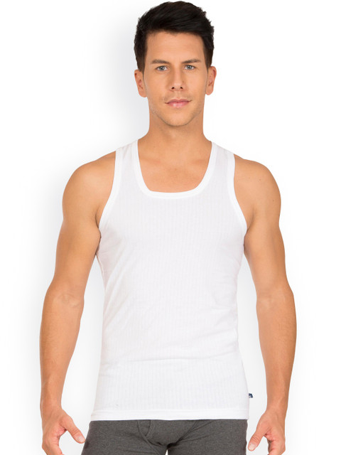 

Jockey White Solid Innerwear Vest 8816-0105
