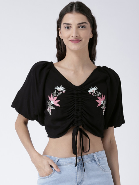 

Magzayra Women Black Self Design Top