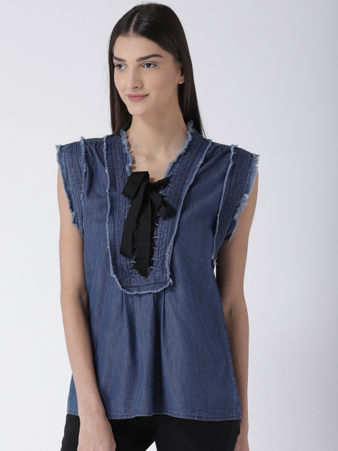 

Magzayra Women Blue Solid A-Line Top