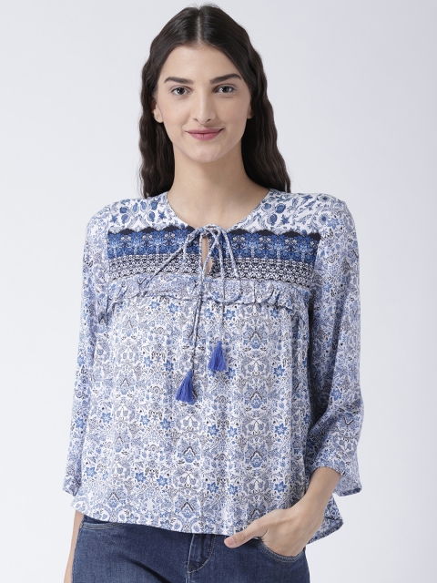 

Magzayra Women Blue Printed A-Line Top