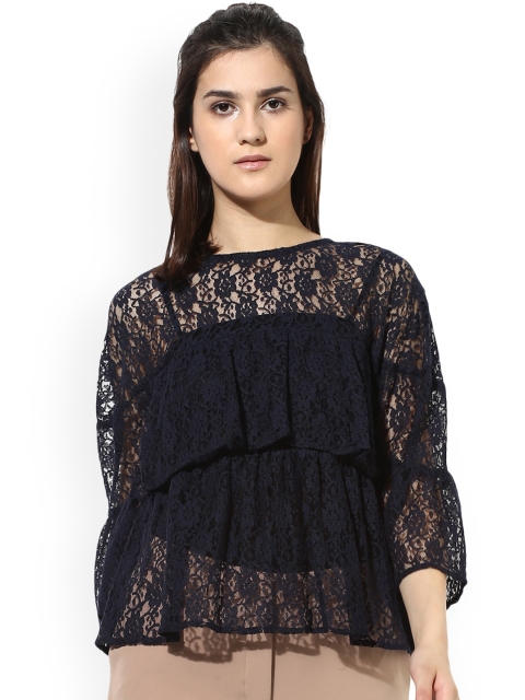 

Magzayra Women Black Lace Tiered Top