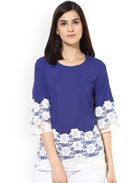 

Magzayra Women Blue Self Design A-Line Top