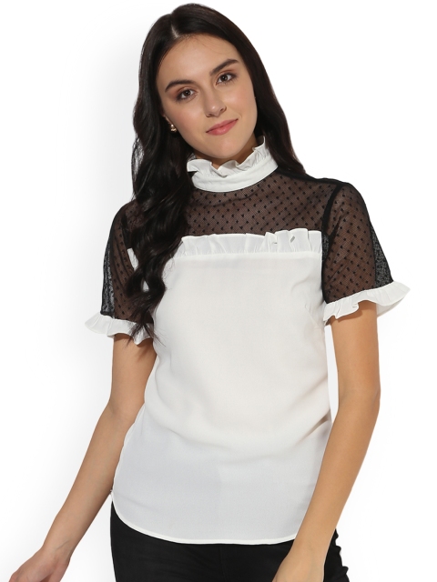 

Magzayra Women White Self Design Top