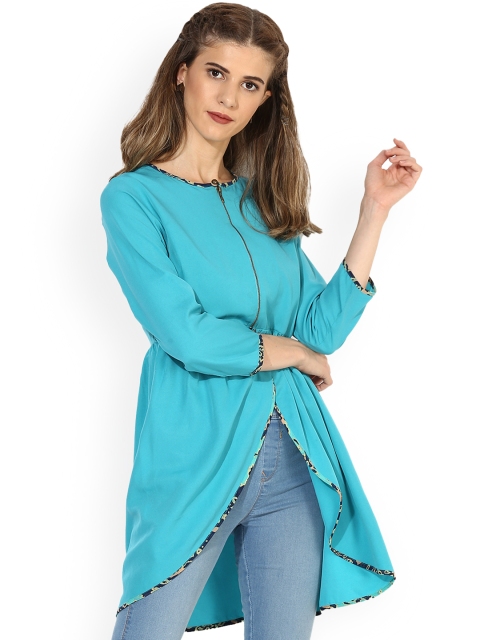 

Magzayra Women Blue Solid High-Low Top