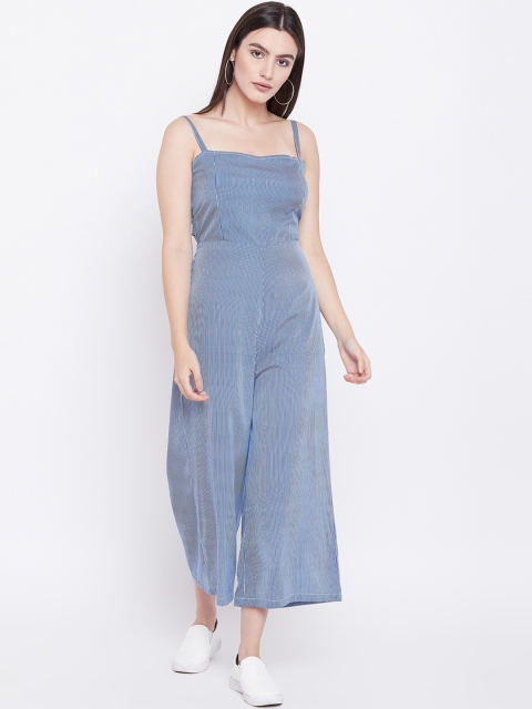 

THE SILHOUETTE STORE Blue Striped Basic Jumpsuit