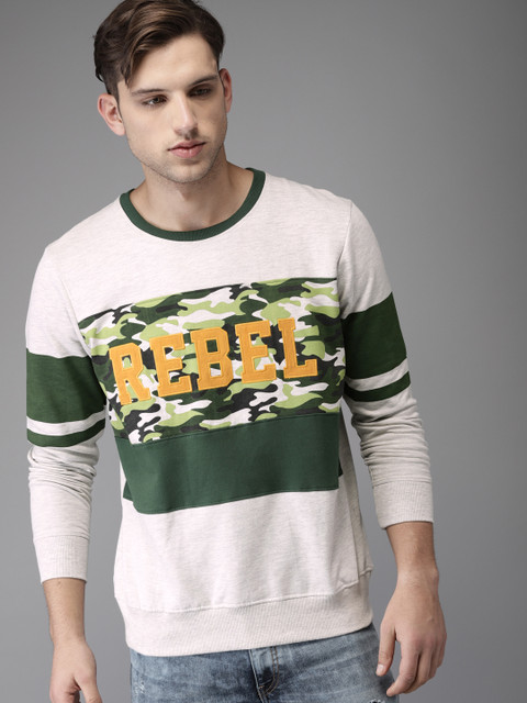 

Moda Rapido Men Grey & Green Printed Sweatshirt