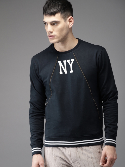 

Moda Rapido Men Navy Solid Sweatshirt, Navy blue