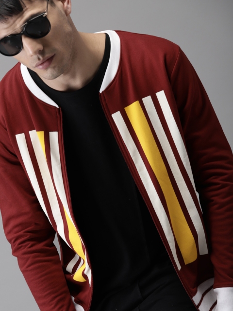 

Moda Rapido Men Maroon & White Striped Sweatshirt