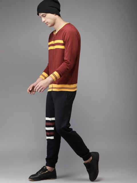 

Moda Rapido Men Maroon Striped Sweatshirt
