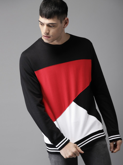 

Moda Rapido Men Black & Red Colourblocked Sweatshirt