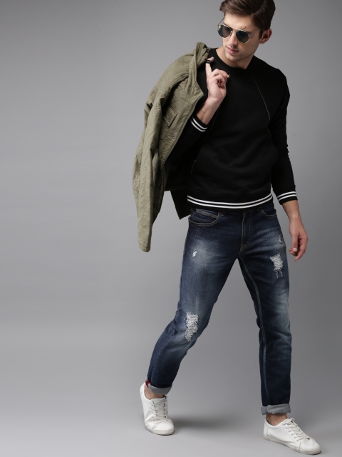 

Moda Rapido Men Black Solid Sweatshirt