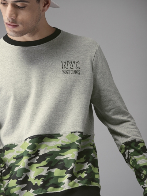 

Moda Rapido Men Grey Camouflage Printed Sweatshirt