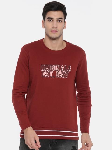 

Moda Rapido Men Maroon Printed Sweatshirt