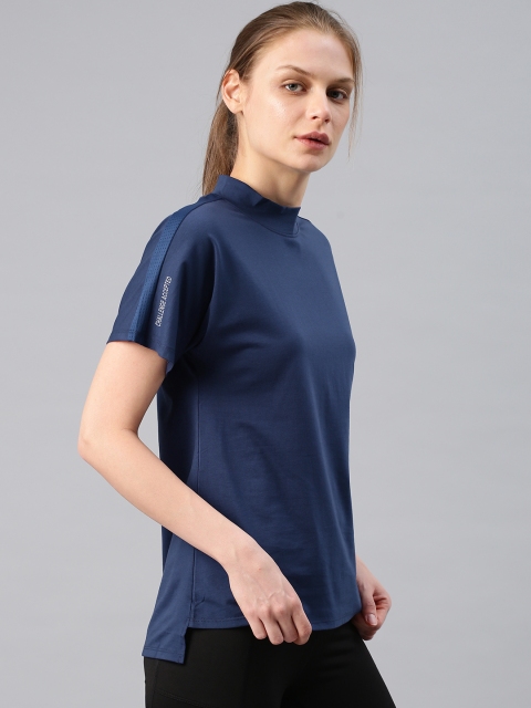 

HRX by Hrithik Roshan Women Navy Blue Solid High-Low Top