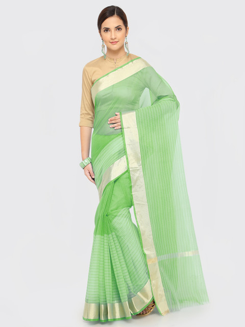 

Rajnandini Green Solid Pure Cotton Saree